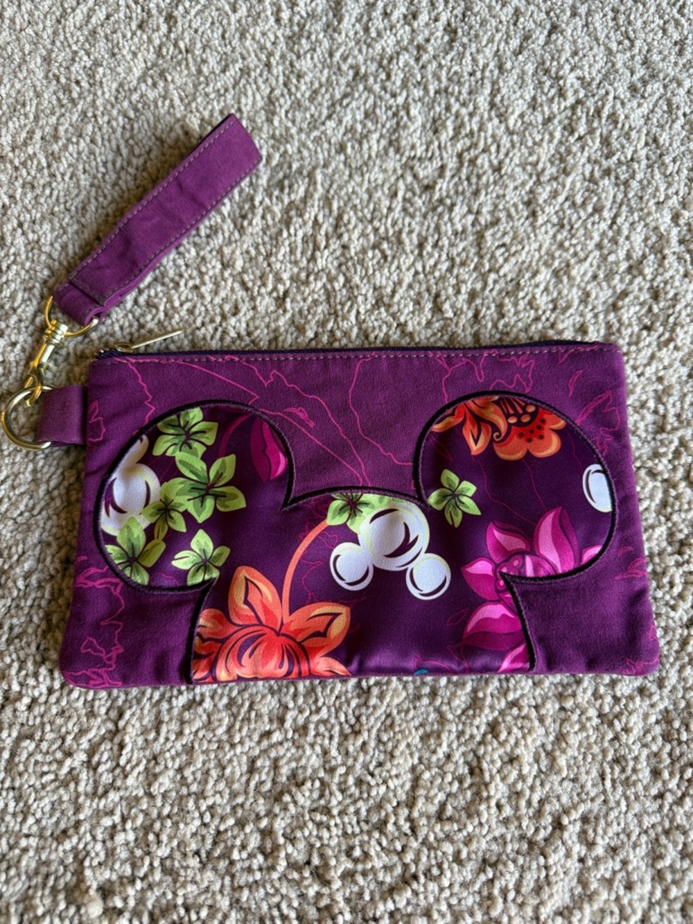 Disney Parks Authentic Original Purple Floral Wristlet